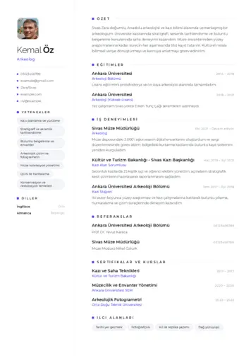 Arkeolog Cv Örnekleri cv indir
